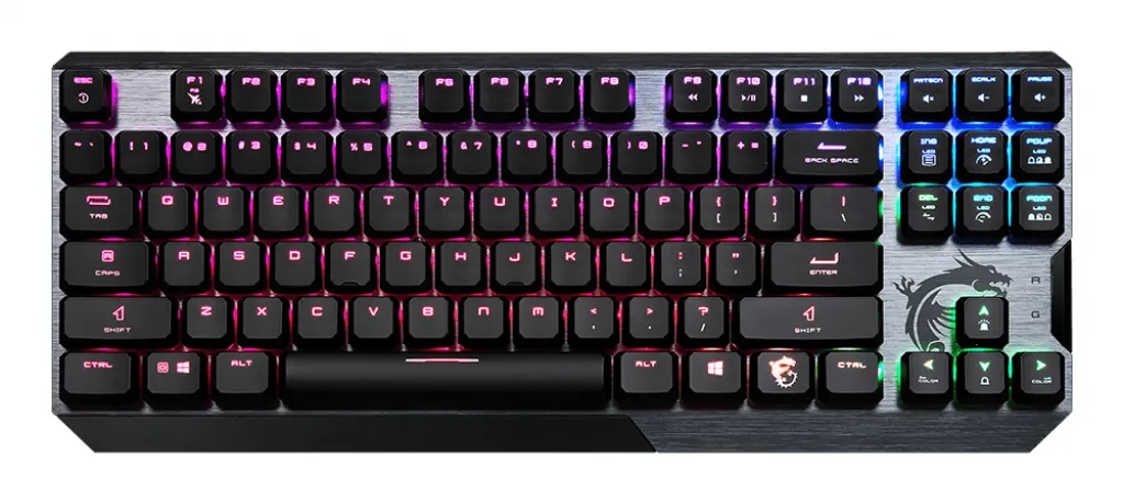 MSI Vigor GK50 Low Profile TKL klavye Oyun USB QWERTY Ukraynaca Siyah