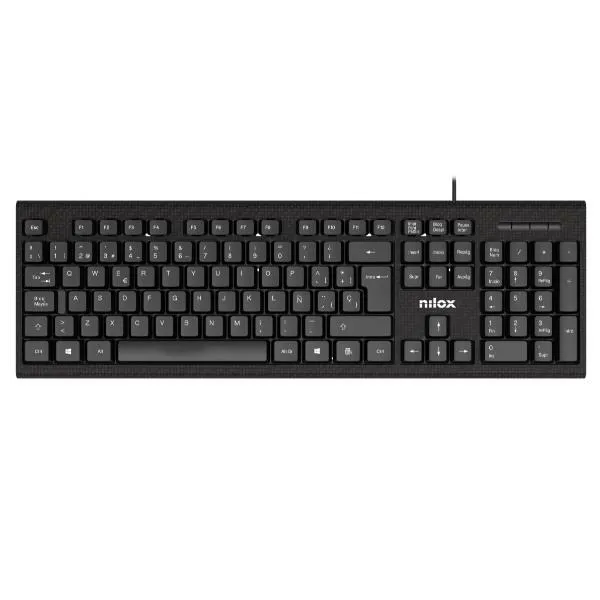 Nilox NXKBE000011 klavye Ofis USB QWERTY İspanyolca Siyah