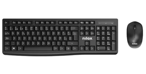 Nilox NXKMWE012 klavye Fare dahil Ofis RF kablosuz İspanyolca Siyah