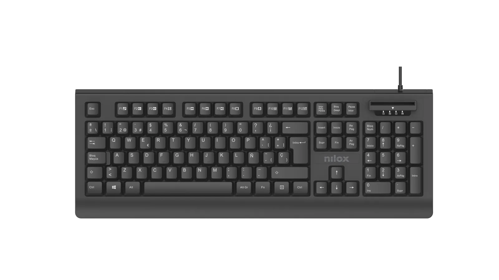 Nilox TECLADO USB CON LECTOR DNIE SMART CARD klavye Ofis QWERTY İspanyolca Siyah