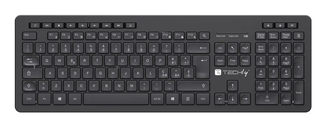 Techly ICTWC006 klavye Evrensel RF kablosuz QWERTY İtalyanca Siyah