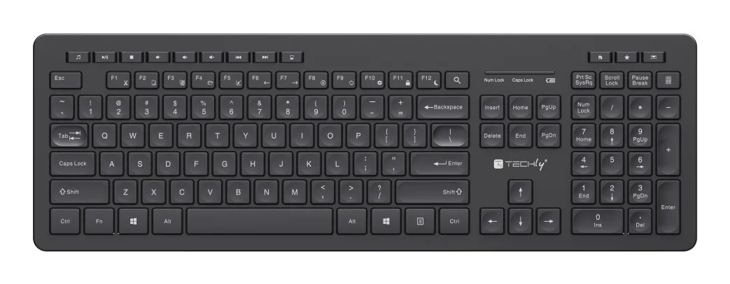 Techly ICTWC006-US klavye Ev / Ofis RF kablosuz QWERTY Amerikan İngilizcesi Siyah