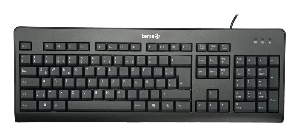TERRA 1500 klavye Fare dahil Ofis USB QWERTZ Almanca Siyah