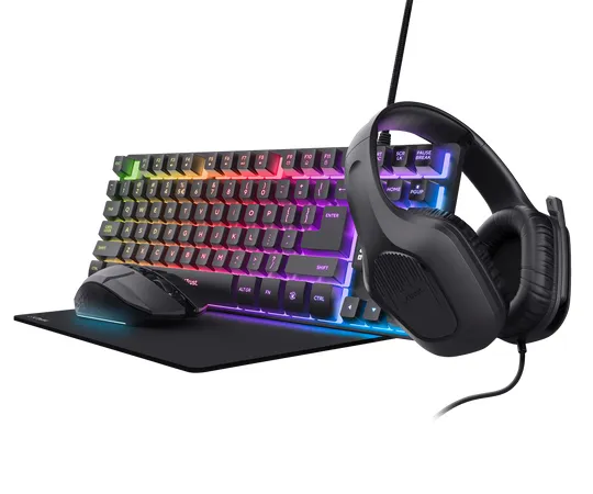 Trust GXT 780 4-in-1 klavye Fare dahil Oyun USB Portekizce Siyah