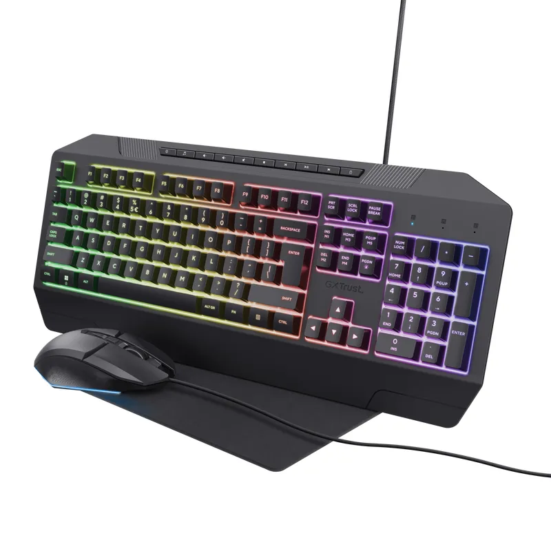 Trust GXT 791 klavye Fare dahil Oyun USB QWERTY İtalyanca Siyah
