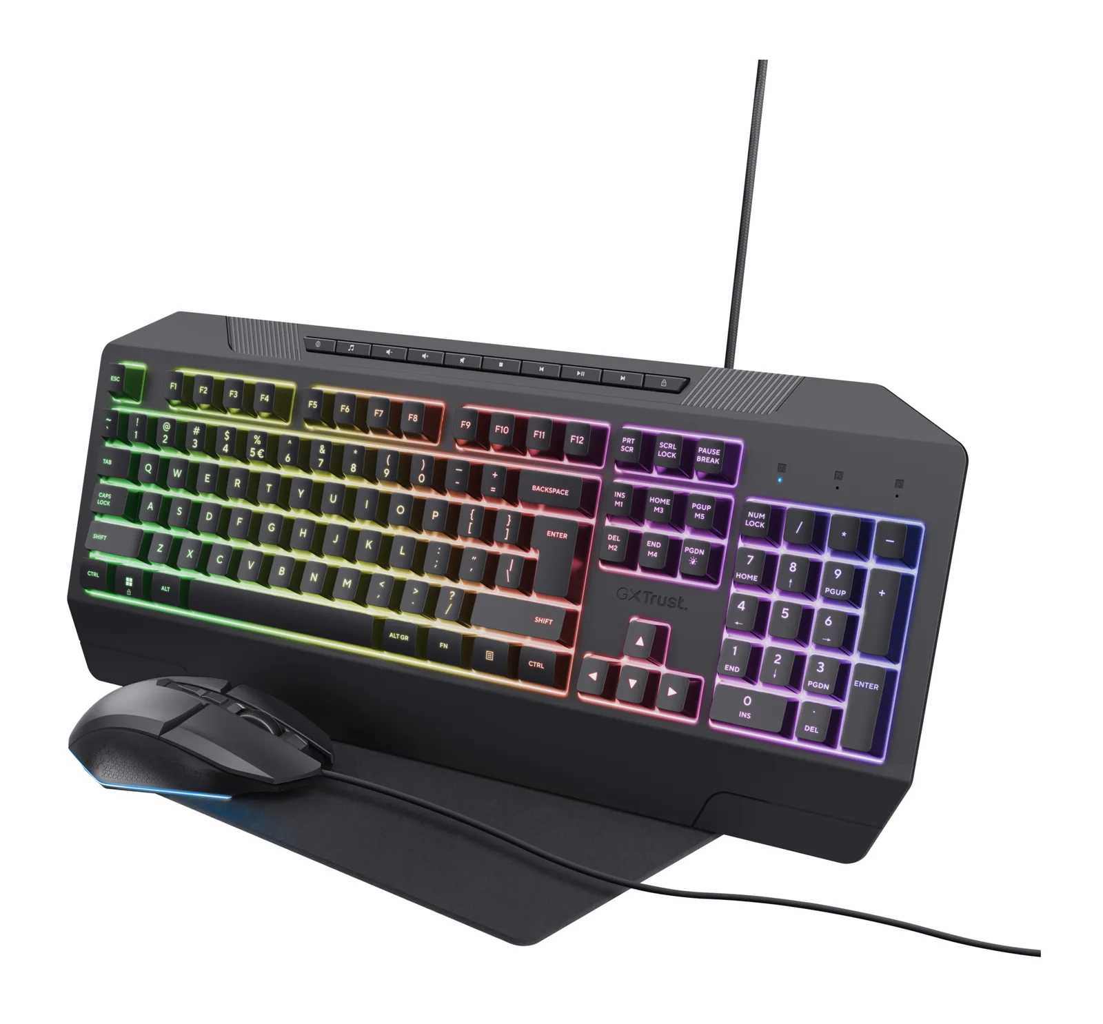 Trust GXT 791 klavye Fare dahil Oyun USB QWERTZ Almanca Siyah