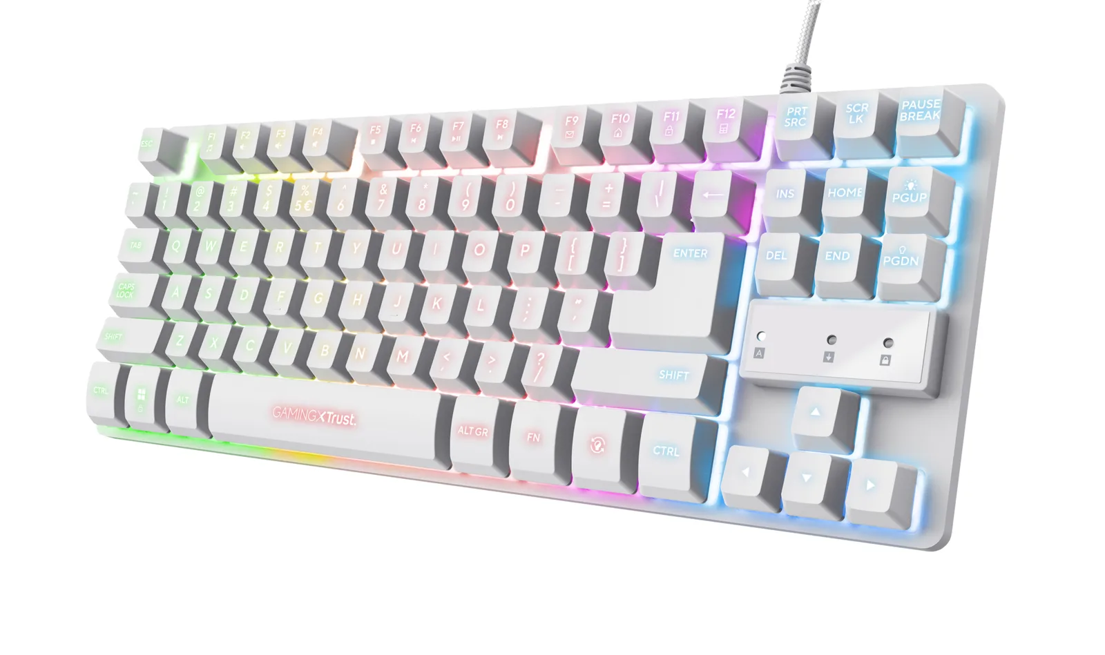 Trust GXT 833W Thado klavye Oyun USB QWERTY İspanyolca Beyaz