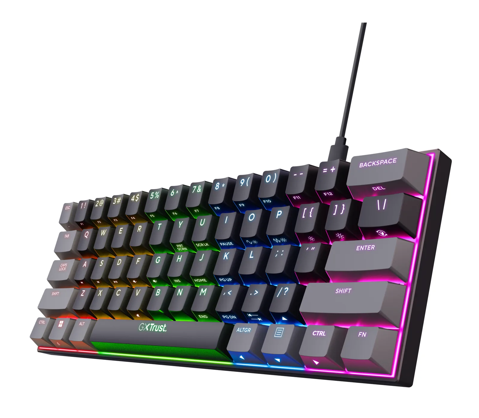 Trust GXT 867 Acira klavye Oyun USB QWERTY İngiliz İngilizcesi Siyah, Gri
