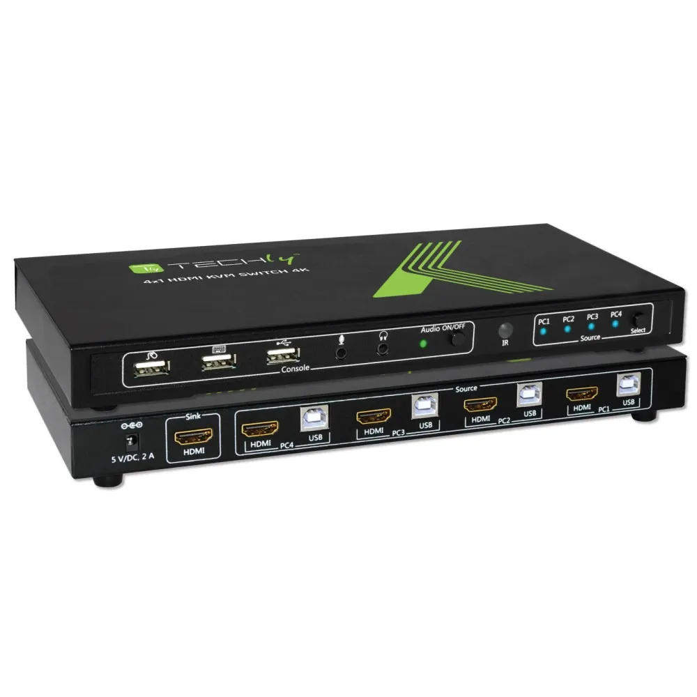 Techly 4x1 USB HDMI KVM Switch 4Kx2K  IDATA KVM-HDMI4U
