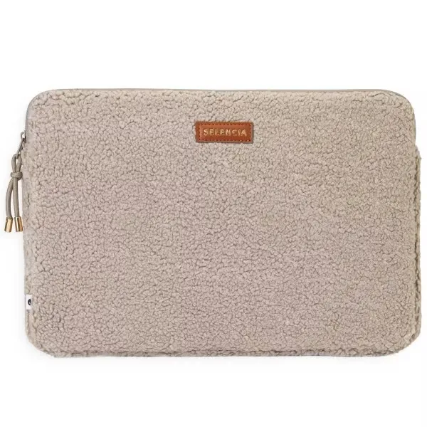 Selencia Teddy Laptop hoes 40,6 cm (16") Fermuarlı kılıf Bej