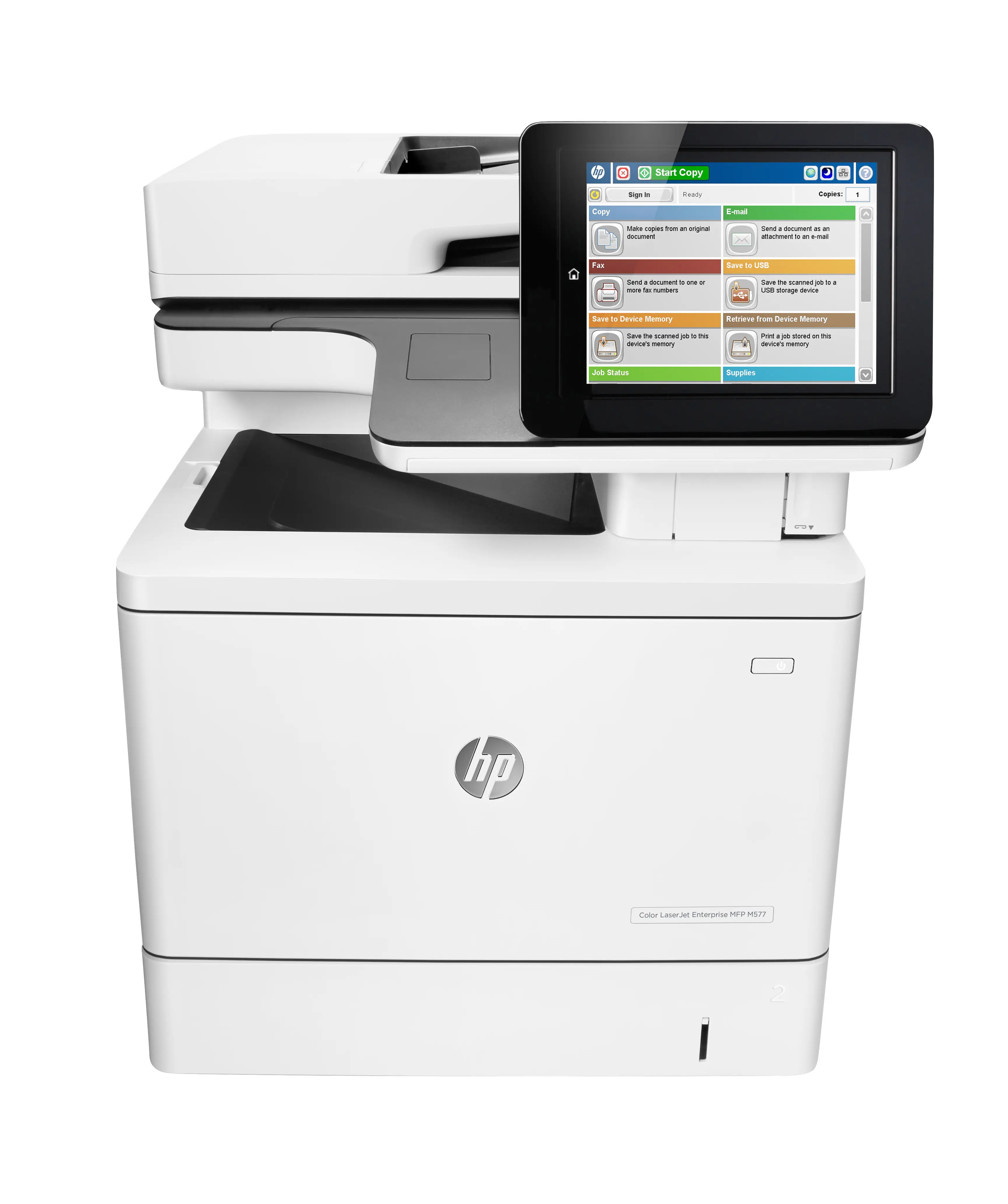 HP Color LaserJet Enterprise M577f MFP, Renkli, için yazıcı İşletme, Baskı, fotokopi, tarama, faks, 100 yapraklık ADF; Ön USB'den baskı; E-postaya/PDF'e tarama; Çift taraflı baskı B5L47A#B19