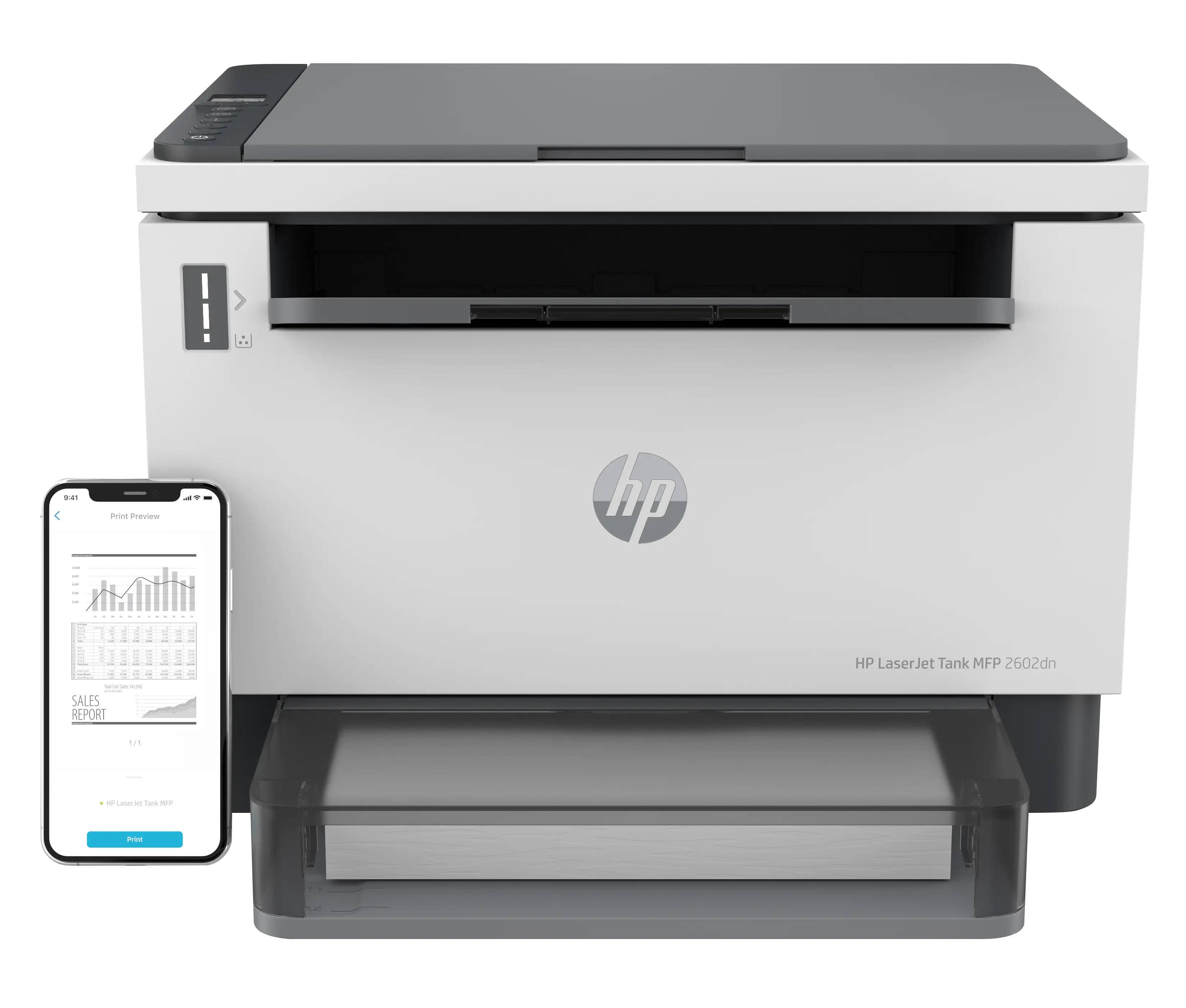 HP LaserJet Tank 2602dn Multifunction Siyah beyaz Yazıcı, alnızca Ethernet; Fotokopi Makinesi, Tarayıcı 2R3F0A
