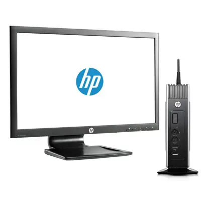 HP THINCLIENT BUNDEL (E4S21AT+C6Y18AT+DC198A) t510 WES7E met 23inch IPS monitor inclusief DVI kabel 1 GHz BE4S21AT9