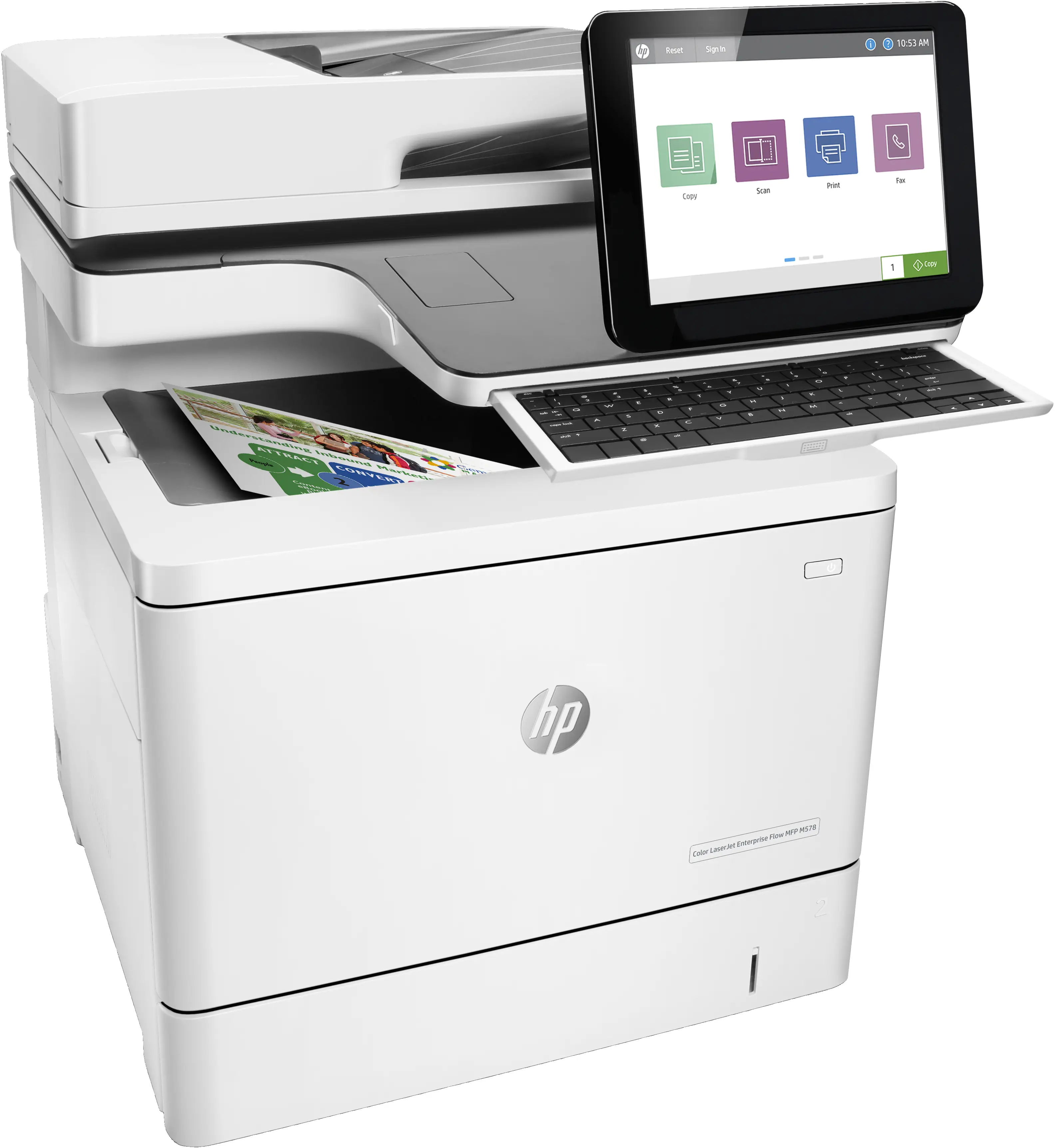 HP Color LaserJet Enterprise Flow MFP M578c, Baskı, fotokopi, tarama, faks, Çift taraflı baskı; 100 yapraklık ADF; Enerji Verimli 7ZU87A