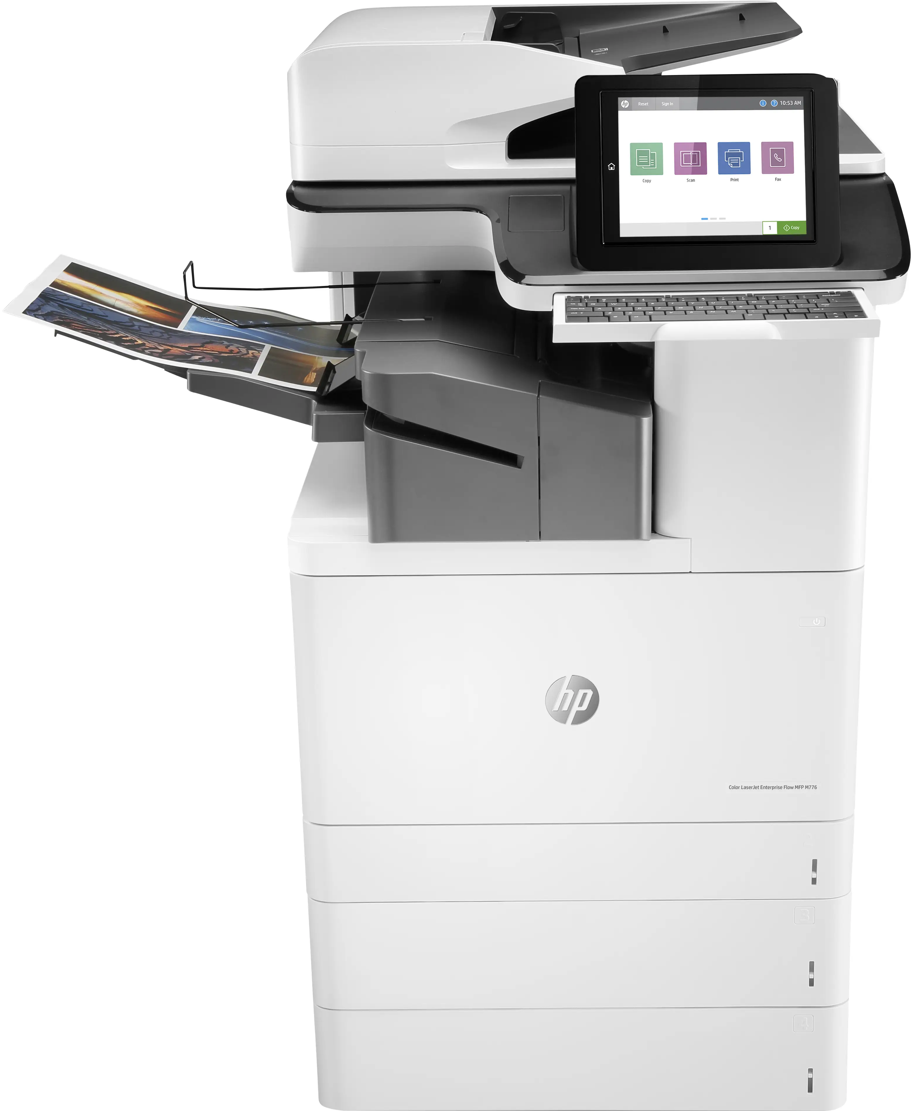 HP Color LaserJet Enterprise Flow MFP M776zs, Basın, kopyalayın, tarayın ve fakslayın, Ön USB'den baskı; E-postaya tarama; Çift taraflı baskı; 200 yapraklık ADF; Çift bantlı Wi-Fi; ROAM T3U56A#B19