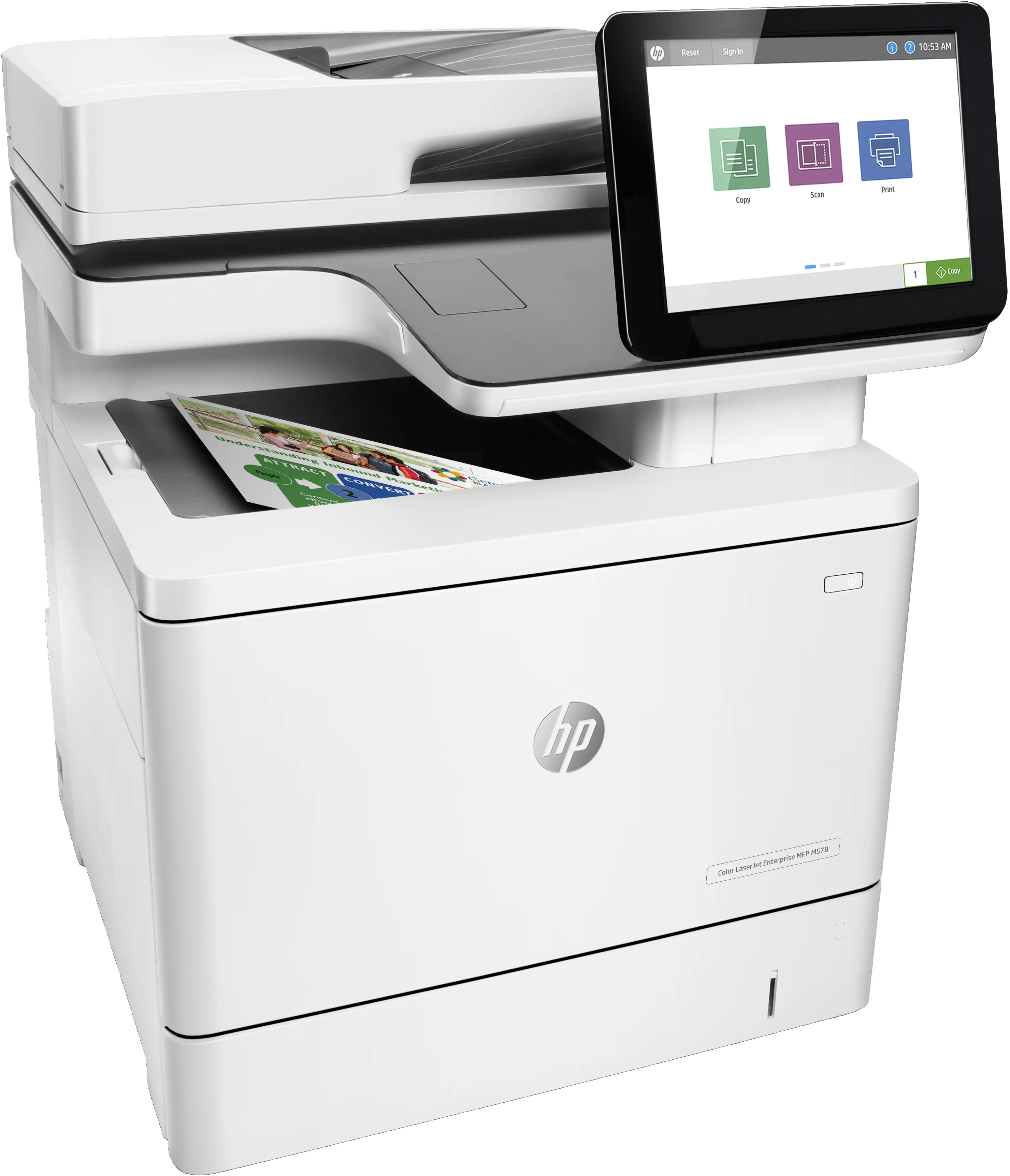 HP LaserJet Enterprise M578dn Multifunction Renkli Yazıcı, alnızca Ethernet; Fotokopi Makinesi, Tarayıcı 7ZU85A