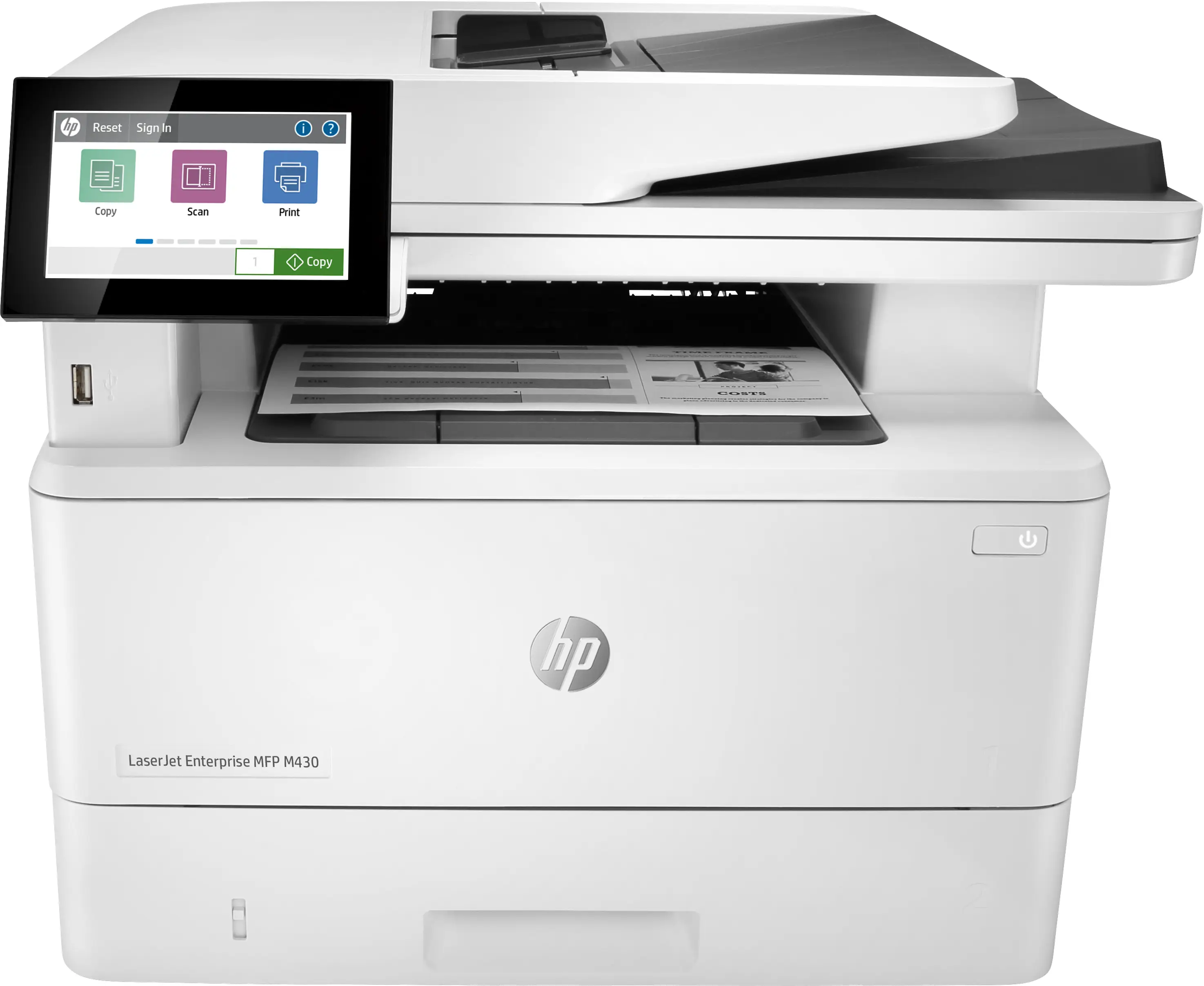 HP LaserJet Enterprise MFP M430f, Siyah beyaz, için yazıcı İşletme, Baskı, fotokopi, tarama, faks, 50 yapraklık ADF; Çift taraflı baskı; Çift taraflı tarama; Ön USB'den baskı; Kompakt Boyut; Enerji Verimli; Güçlü Güvenlik 3PZ55A#B13