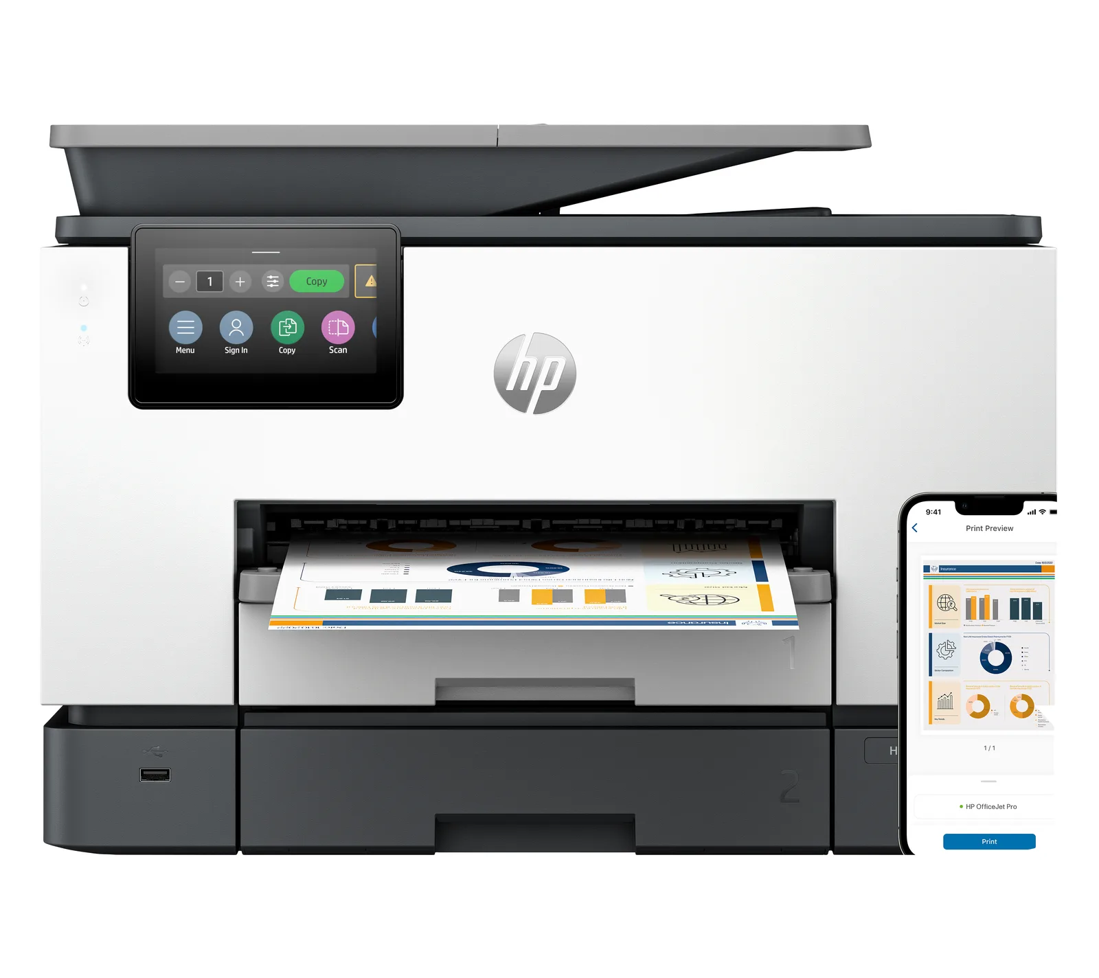 HP OfficeJet Pro 9130b Kablosuz All-in-One Renkli Yazıcı, Çift taraflı baskı; Fotokopi Makinesi, Tarayıcı 4U560C