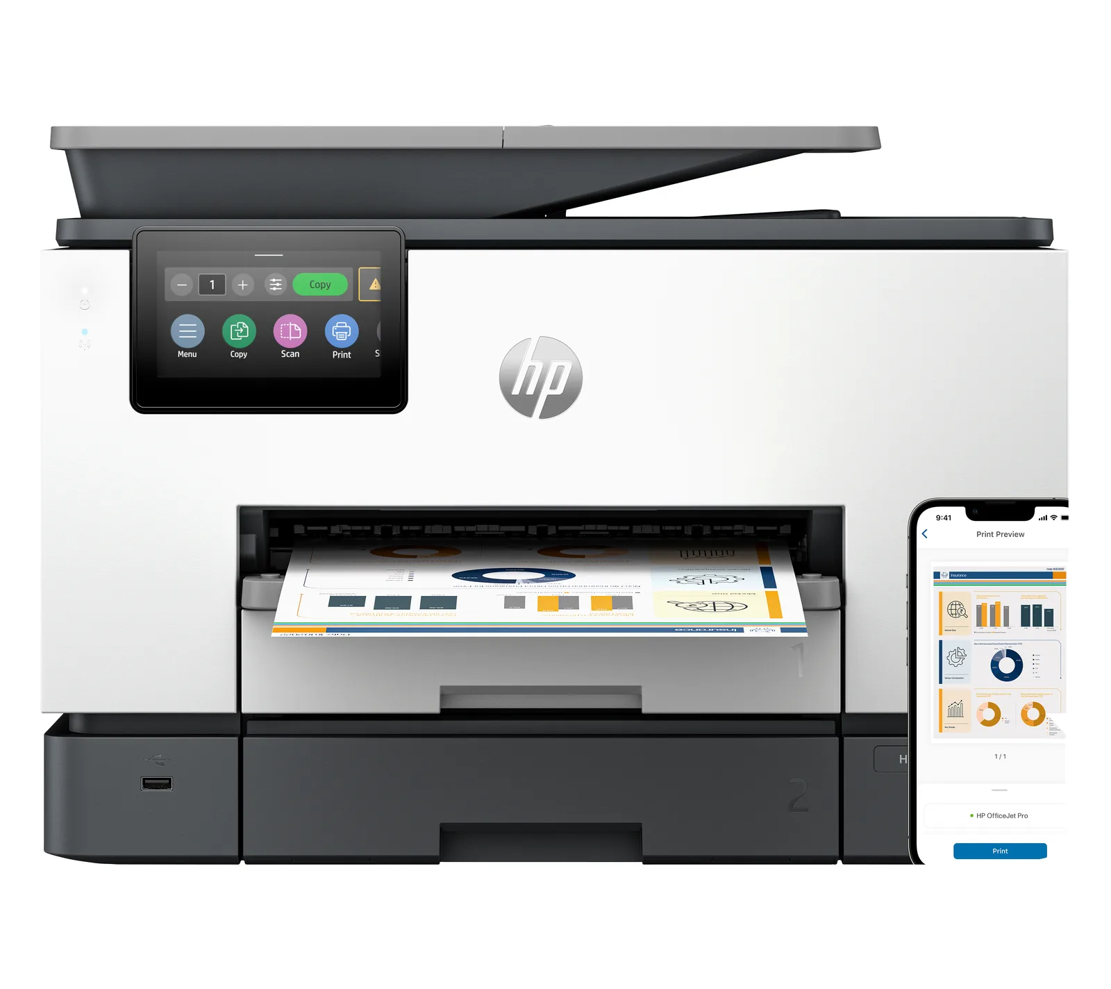 HP OfficeJet Pro 9133 Kablosuz All-in-One Renkli Yazıcı, Çift taraflı baskı; Fotokopi Makinesi, Tarayıcı 404L0C