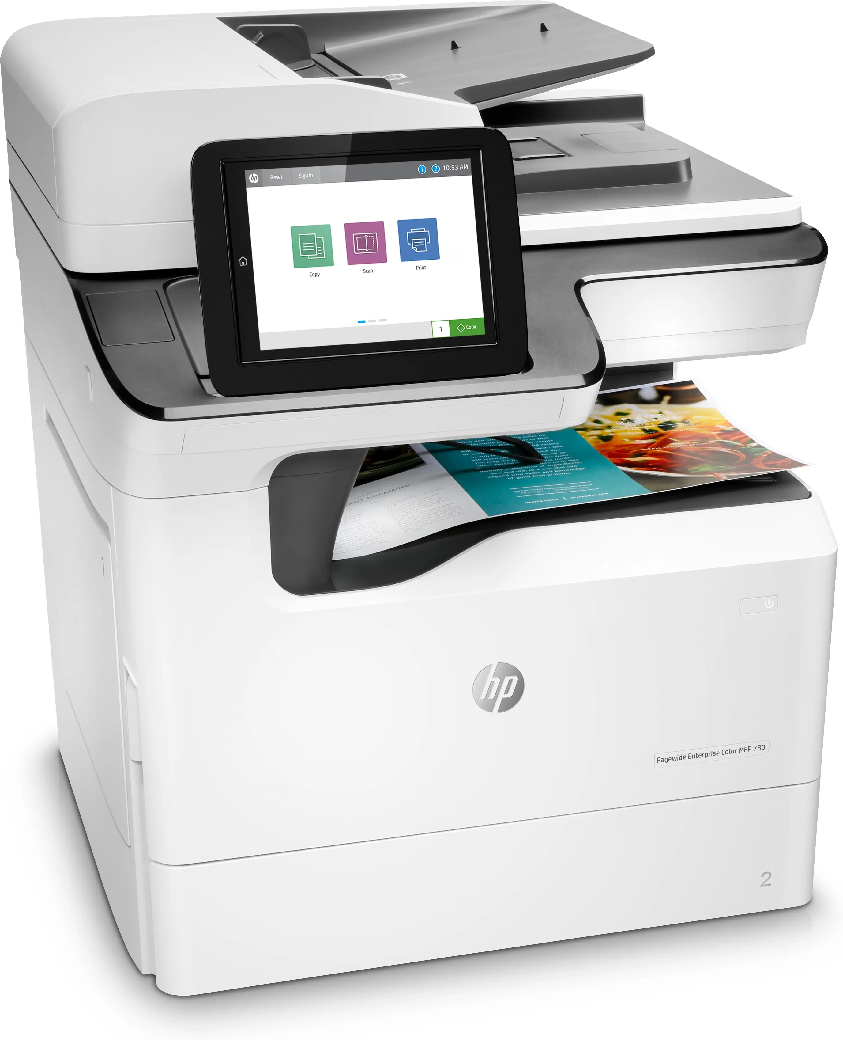 HP PageWide Enterprise Color MFP 780dn - Baskı: Profesyonel modunda dakikada 45 sayfaya kadar siyah beyaz ve renkli, Genel Ofis modunda dakikada 65 sayfaya kadar siyah beyaz ve renkli J7Z09A#B13