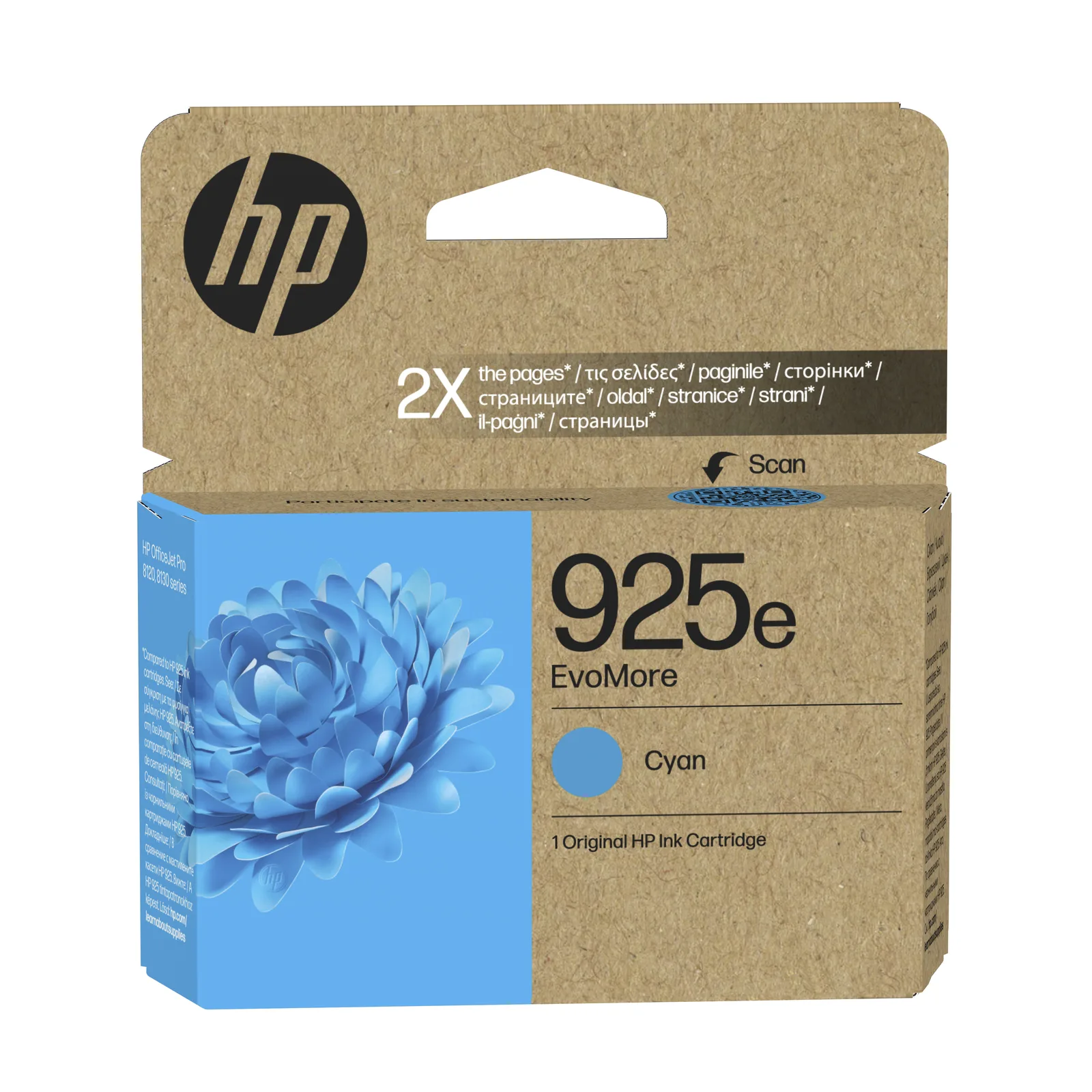 HP 925e EvoMore Cyan Original Ink Cartridge 4K0W0PE