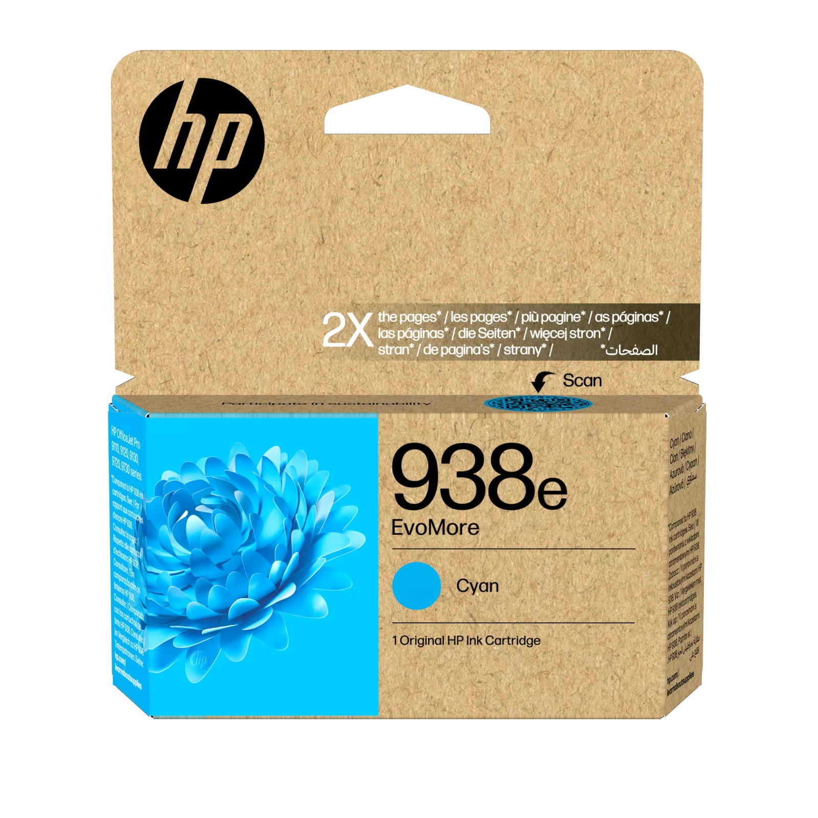 HP 938e EvoMore Cyan Original Ink Cartridge 4S6X9PE
