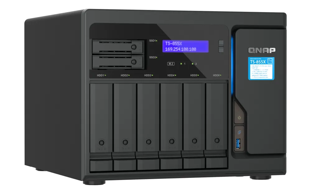 Origin Storage TS-855X-8G/96TB-EXOS depolama sunucusu NAS Dikey (Tower) Intel Atom® C5125 8 GB HDD QNAP QTS