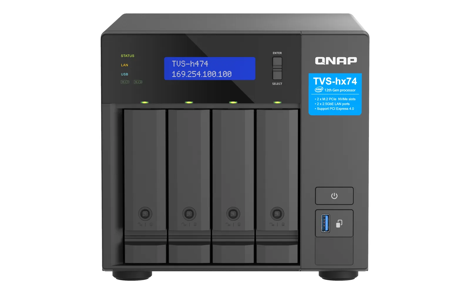 QNAP TVS-h474 TVS-H474-PT-8G/56TB-REDPLUS