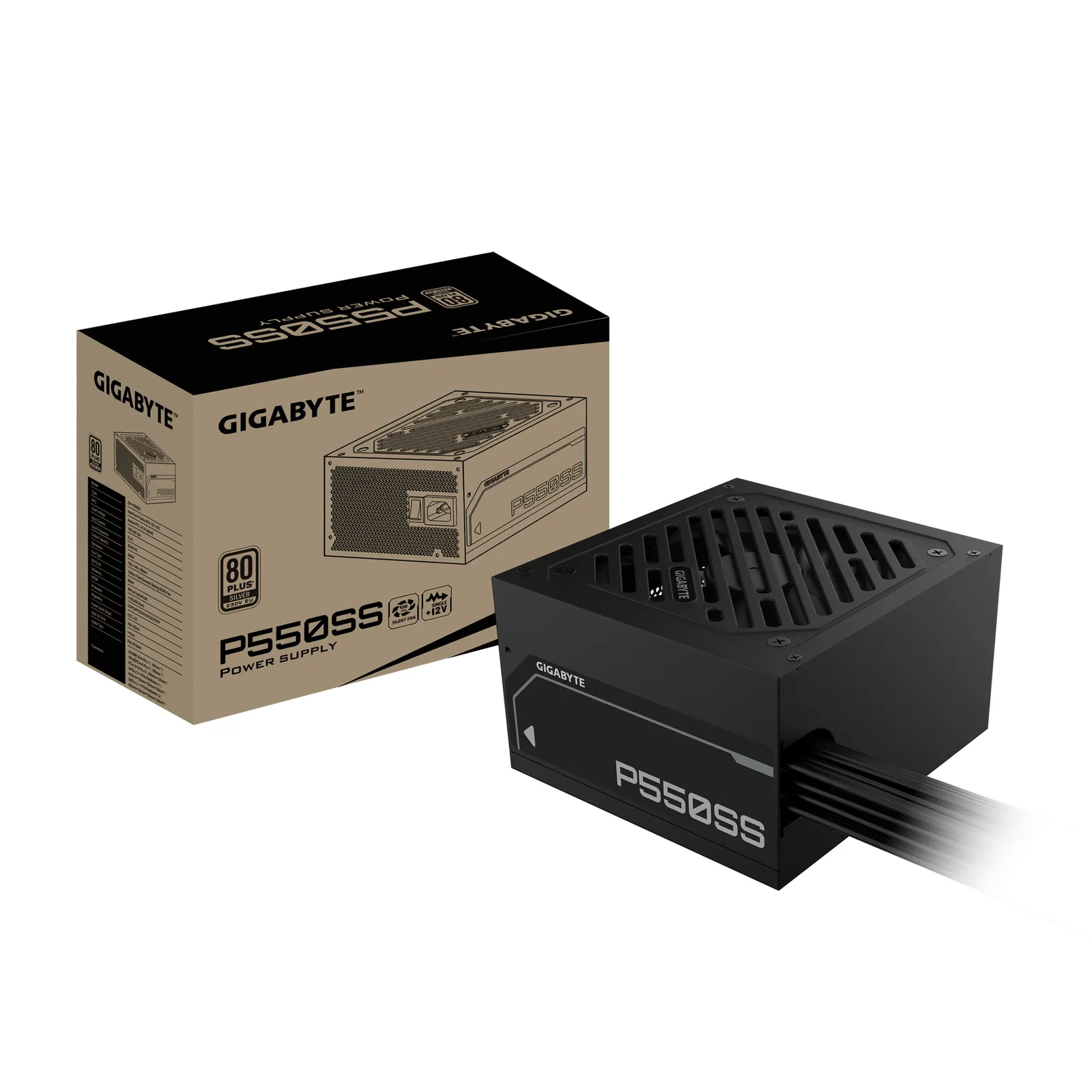 GIGABYTE P550SS güç kaynağı ünitesi 550 W 20+4 pin ATX ATX Siyah