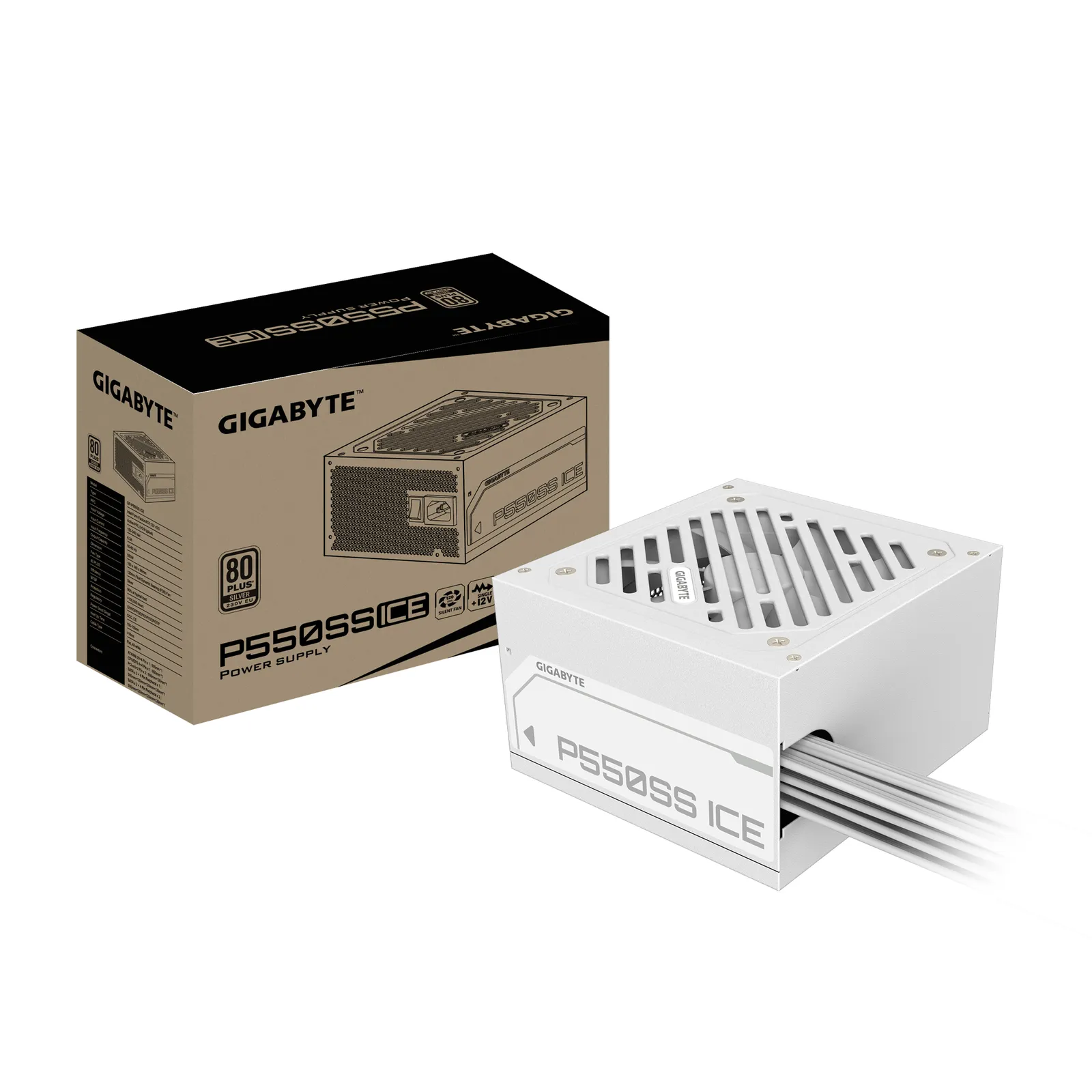 GIGABYTE P550SS ICE güç kaynağı ünitesi 550 W 20+4 pin ATX ATX Beyaz