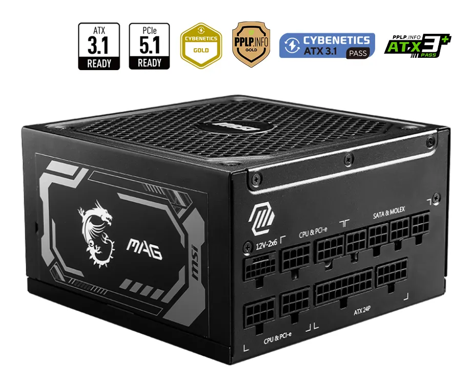 MSI MAG A1250GL PCIE5 güç kaynağı ünitesi 1250 W 24-pin ATX ATX Siyah
