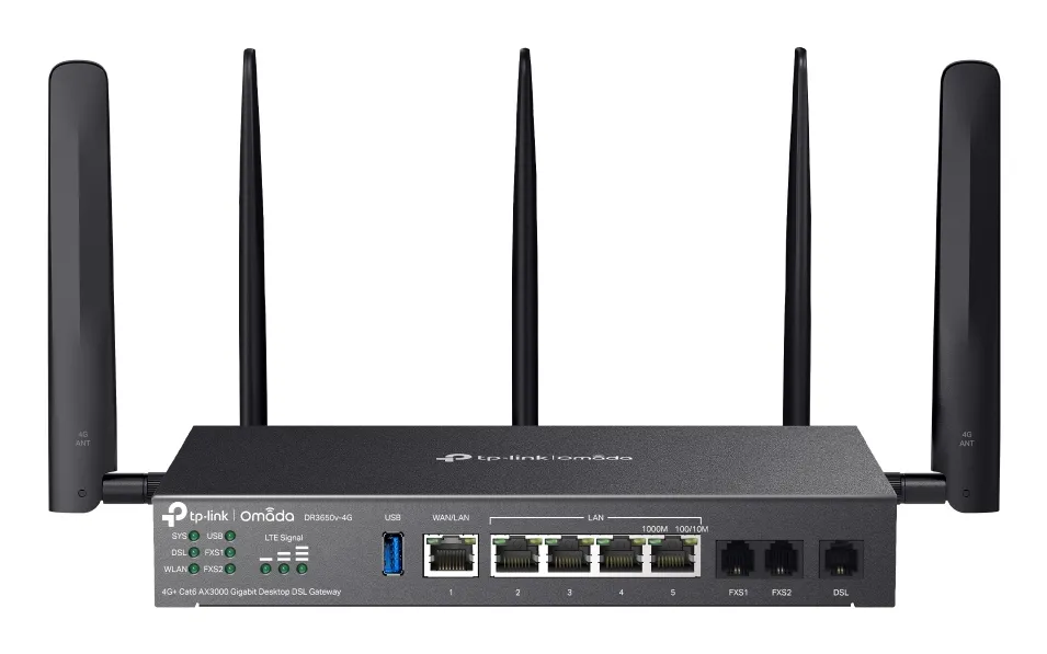 TP-Link Omada DR3650V-4G kablosuz yönlendirici Gigabit Ethernet Çift bant (2,4 GHz / 5 GHz) Siyah