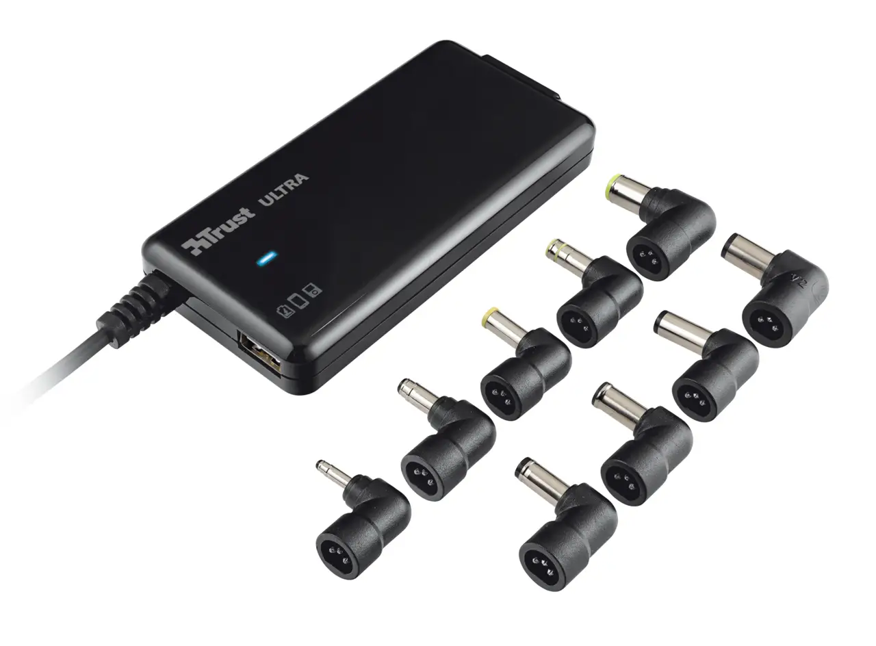 Trust 70W Plug&Go Thin Laptop & Phone Charger 18459