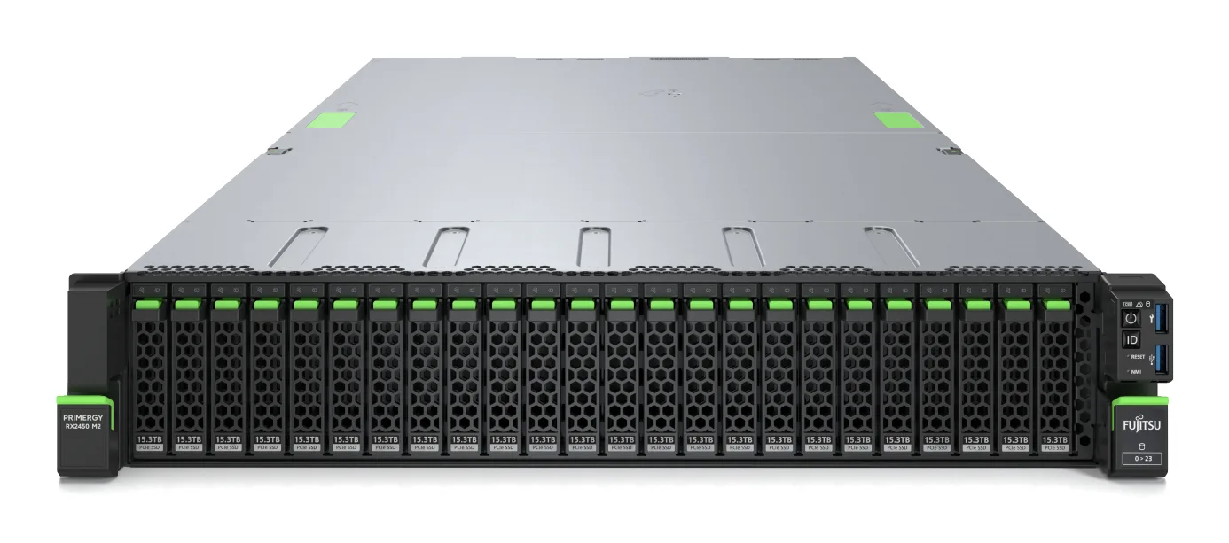 Fujitsu PRIMERGY RX2450 M2 sunucu 0 GB Yatay (2U) AMD EPYC 9124 3 GHz 32 GB DDR5-SDRAM 900 W