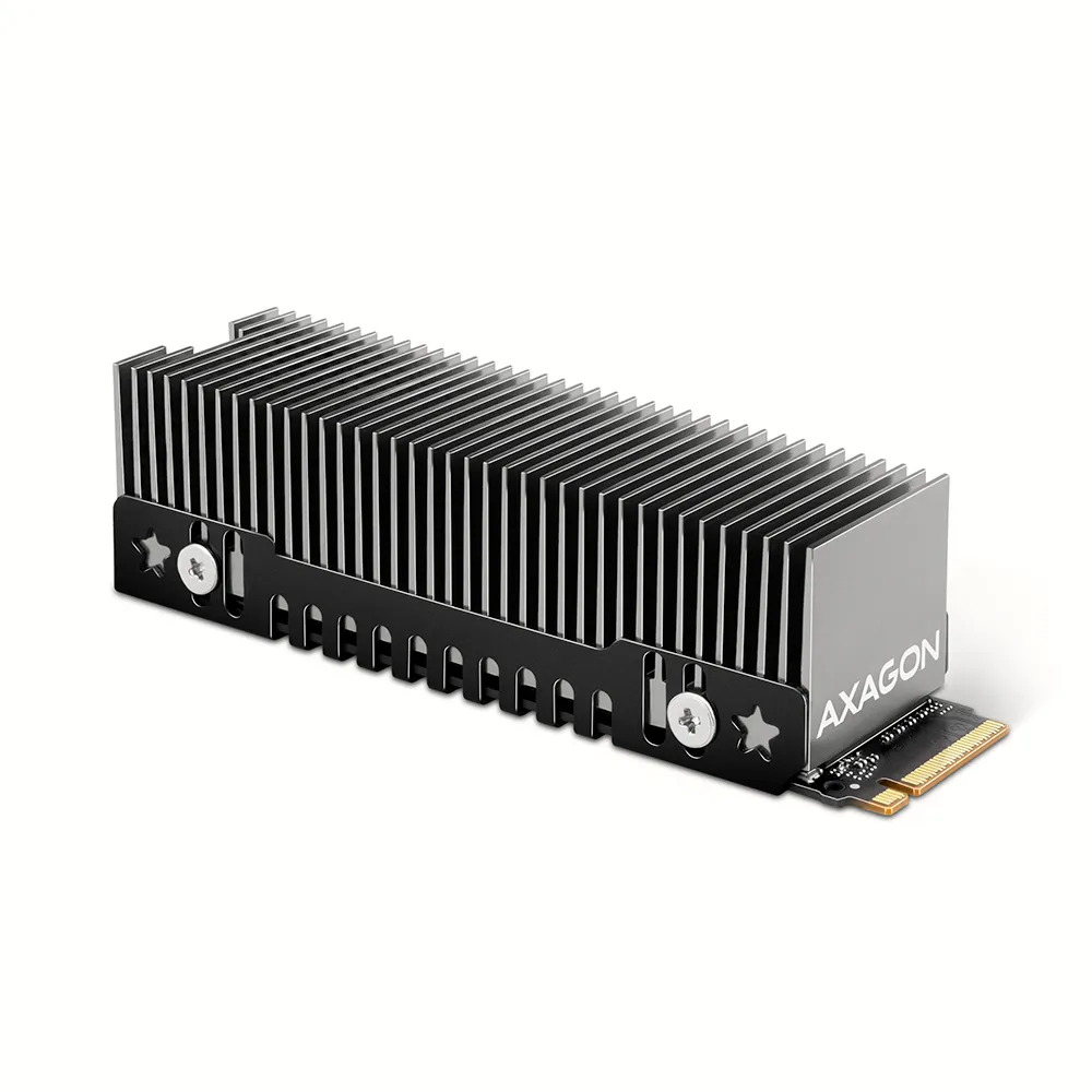 Axagon CLR-M2XT M.2 SSD Passivkühler Aluminium - 2280 M.2 NVMe SSD, Katı hal sürücüsü Soğutucu / Radyatör Siyah, Gri 1 adet