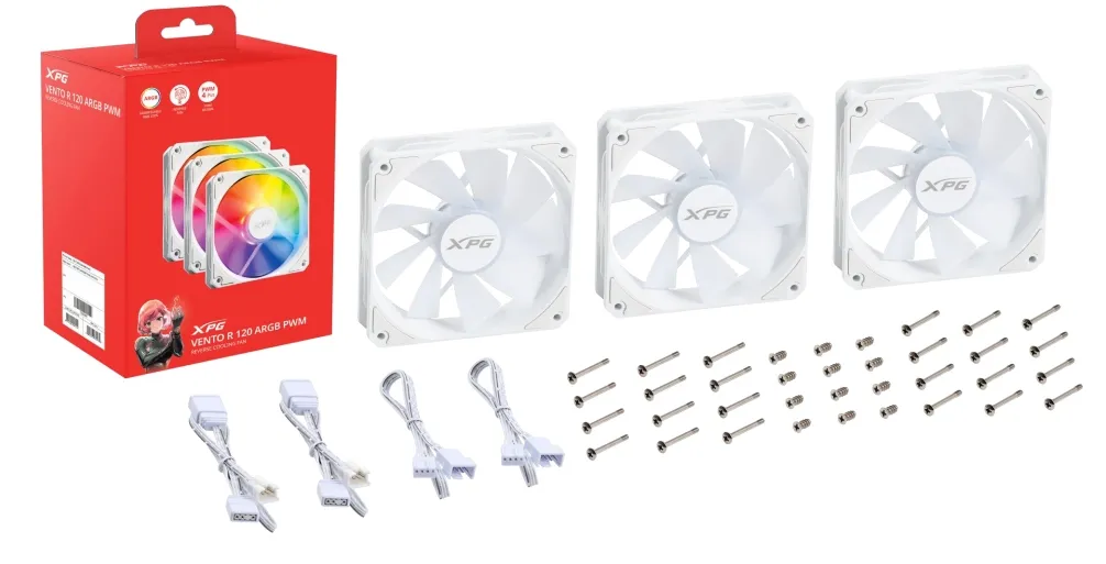 XPG VENTO R 120 ARGB PWM Bilgisayar çantası Fan 12 cm Beyaz 1 adet