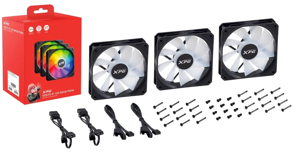XPG VENTO R 120 ARGB PWM Bilgisayar çantası Fan 12 cm Siyah 1 adet