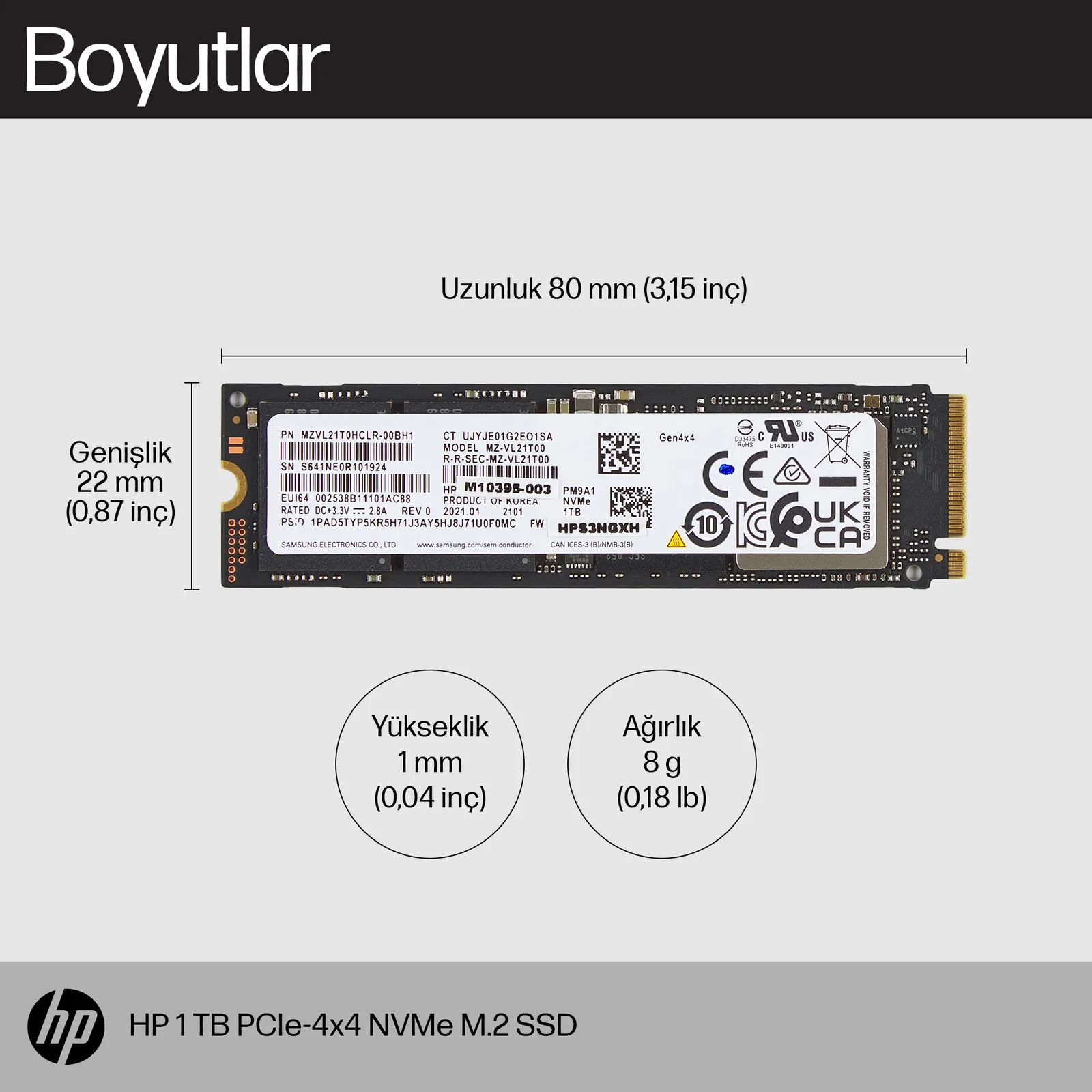 HP PCIe4x4 NVMe M.2 SSD 8C4X7AA