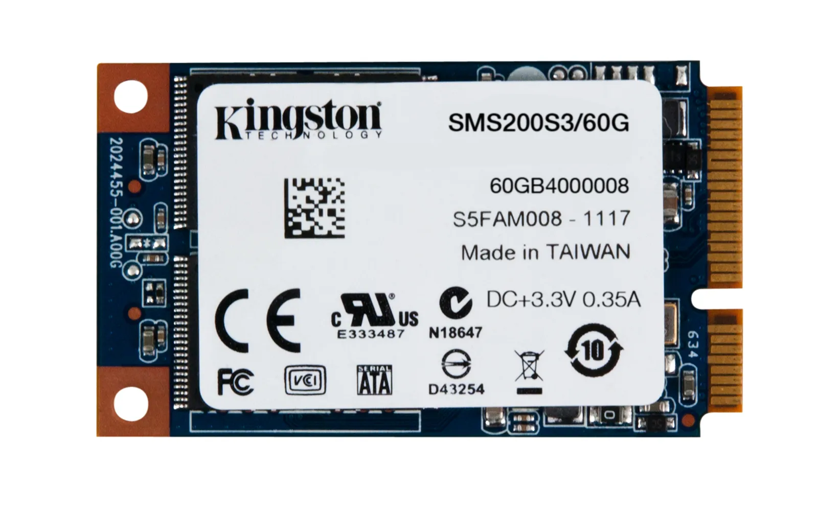 Kingston SMS200S3/60G dahili SSD 60 GB mSATA SATA