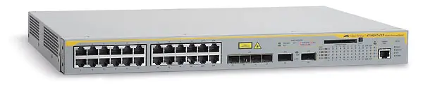 Allied Telesis 24-port 10/100/1000T L3 Switch w/ 2x XFP bays (10Gbps) & optional stacking module, EU power cord AT-9424TS/XP-50