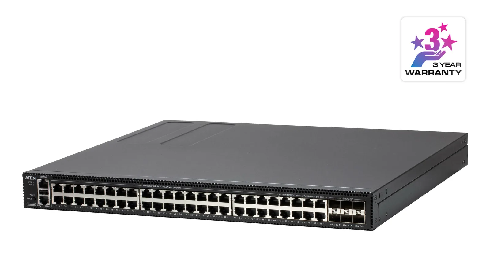 ATEN ES0154-AX-G ağ anahtarı Gözetilmiş L2+ Gigabit Ethernet (10/100/1000) Siyah