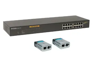 D-Link 16-poorts PoE 10/100 Mbps smart switch (2 x DWL-P50 PoE adapters inbegrepen) DES-1316K