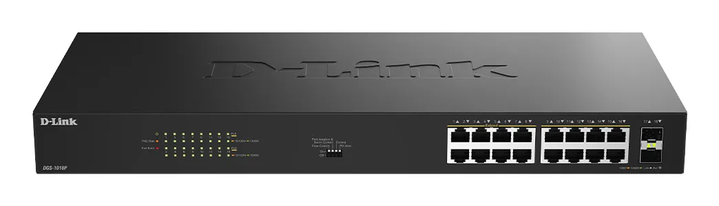 D-Link DGS-1018P Yönetilmeyen Gigabit Ethernet (10/100/1000) Ethernet üzerinden güç desteği (PoE) Siyah
