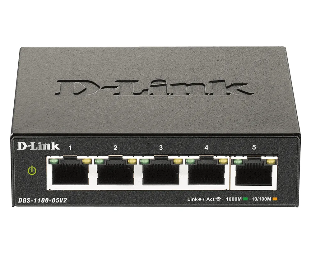 D-Link DGS-1100-05V2/E ağ anahtarı Gözetilmiş L2 Gigabit Ethernet (10/100/1000) Siyah