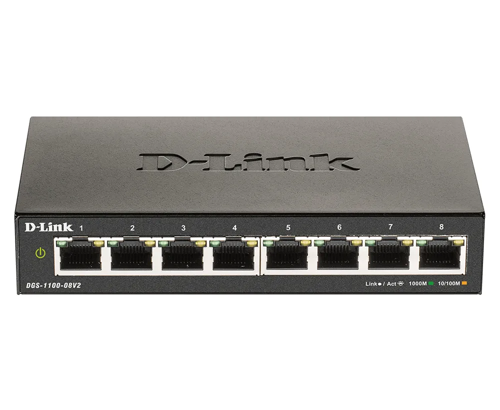 D-Link DGS-1100-08V2 Gözetilmiş L2 Gigabit Ethernet (10/100/1000) Siyah