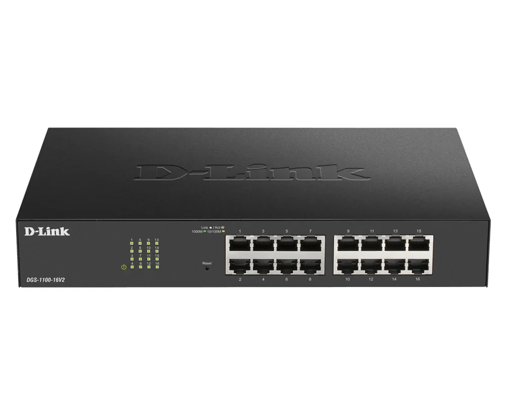 D-Link DGS-1100-16V2 Gözetilmiş L2 Gigabit Ethernet (10/100/1000) Siyah
