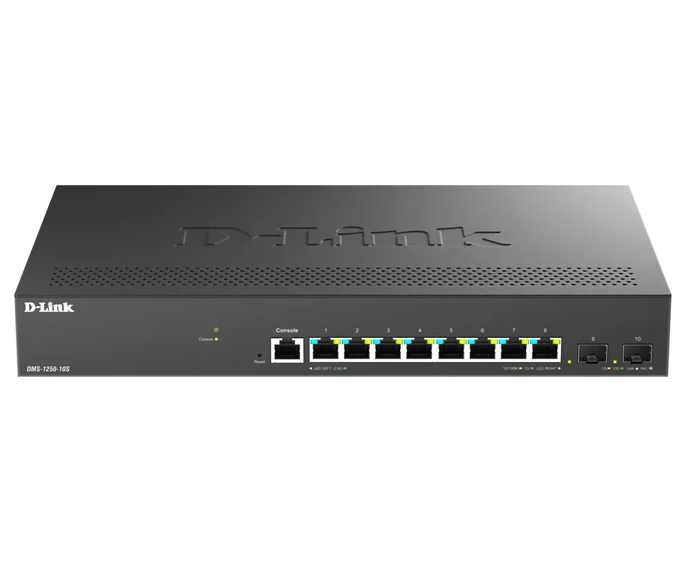 D-Link DMS-1250-10S Gözetilmiş L2/L3 2.5G Ethernet (100/1000/2500) Siyah