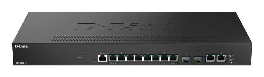 D-Link DMS-1250-12/E ağ anahtarı Gözetilmiş L2 10G Ethernet (100/1000/10000) Siyah