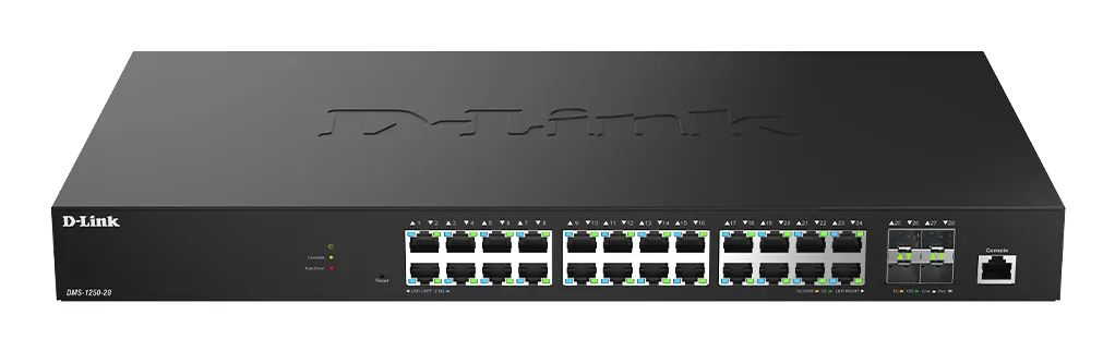 D-Link DMS-1250-28/E ağ anahtarı Gözetilmiş L2 2.5G Ethernet (100/1000/2500) Siyah