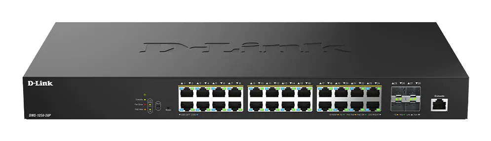 D-Link DMS-1250-28P/E ağ anahtarı Gözetilmiş L2 2.5G Ethernet (100/1000/2500) Ethernet üzerinden güç desteği (PoE) Siyah